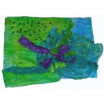 Painted Lutradur, spunbond, silk rods, silk rods, mul-tex, and beads Painted Lutradur, spunbond, silk rods, silk rods, mul-tex, and beads