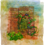 Painted Lutradur, silk roving, silk ribbon, Image transfer using Transfer Artist Paper (TAP), machine stitched Painted Lutradur, silk roving, silk ribbon, Image transfer using Transfer Artist Paper (TAP), machine stitched