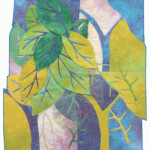 Leaves - hand-dyed cotton, machine stitching