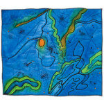 Water, No Lilies - hand painted cotton, machine stitching