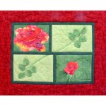 Ruth's Rose; made using pattern from Pieced Flowers by Ruth B. McDowell; commercial and hand-dyed cotton, machine stitching Ruth's Rose; made using pattern from Pieced Flowers by Ruth B. McDowell; commercial and hand-dyed cotton, machine stitching