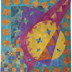 Sun and Stars; hand-dyed cotton, machine stitching Sun and Stars; hand-dyed cotton, machine stitching