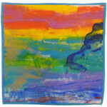 Sunset - hand painted cotton, machine stitching